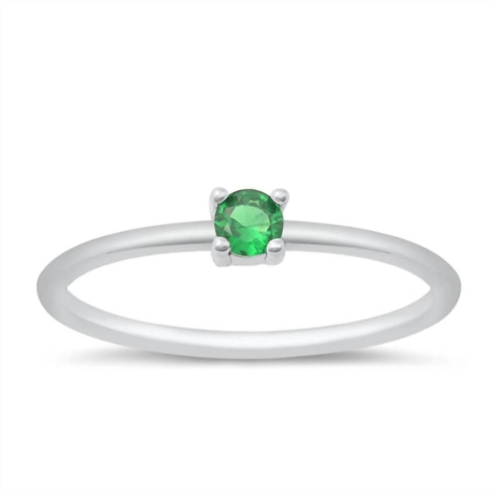 NEW STARLETTE women's emerald round stackable ring in green
